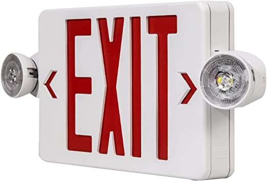 Photo 1 of CM MZY LED Exit Sign with Emergency Lights,Exit Sign Lights with Battery Backup, Red Letter Emergency Exit Sign Lights with Two Adjustable Heads,AC 120-277V, UL Certified,1PCS
