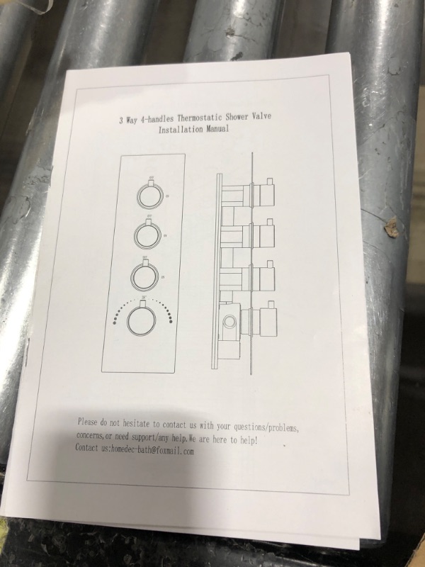 Photo 1 of 3 Way Shower Diverter Valve, 3 Outlets Multi Function Thermostatic Shower Brass Valve Can Run Simultaneously, Brushed Nickel 3-way Brushed Nickel