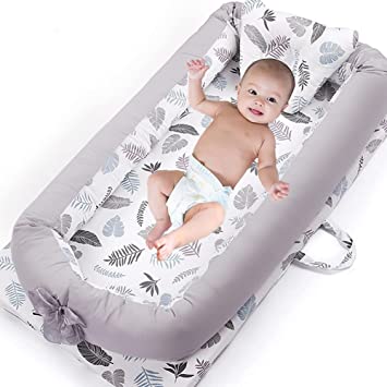 Photo 1 of Baby Lounger Cover Baby Nest Cover 100% Cotton Breathable Sleeping Bed Cover for Newborn Nest Co Sleeping Bed Machine Washable (Small Leaf-1) 