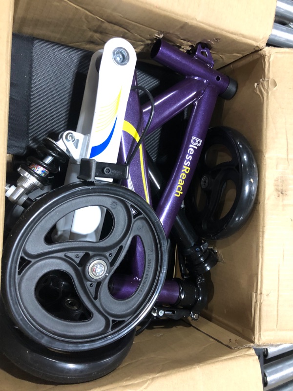 Photo 1 of BlessReach Steerable Knee Walker Deluxe Medical Scooter for Foot Injuries Compact Crutches, with Dual Rear on-Wheel Brake and Shock Absorption Under The Knee pad Purple