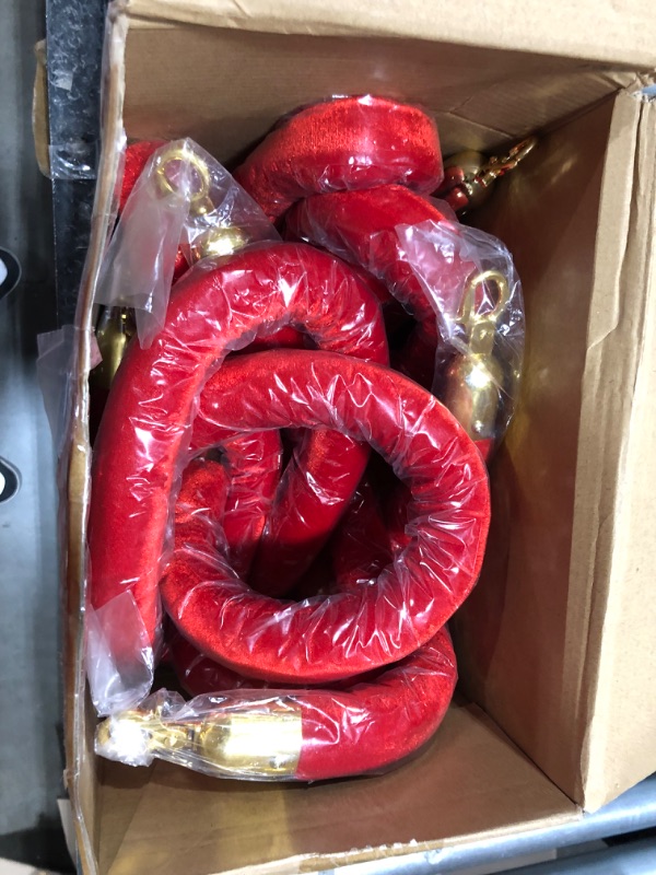Photo 1 of 6 Pack Red Velvet Stanchion Rope, 5 Feet Crowd Control Stanchion Ropes Safety Barrier with Gold Plated Hook for Red Carpet Events Movie Theaters Grand Openings Hotels Party Supplies