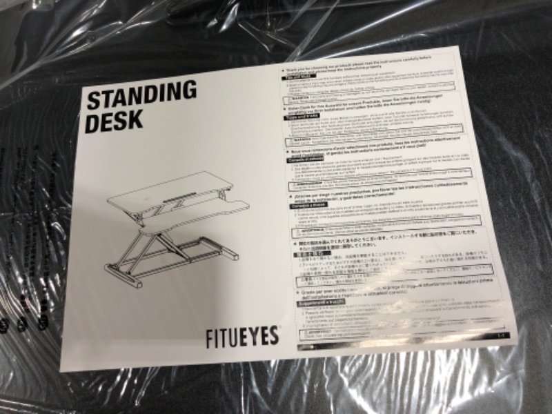 Photo 5 of FITUEYES Height Adjustable Standing Desk 36” Wide Sit to Stand Converter Stand Up Desk Tabletop Workstation for Laptops Dual Monitor Riser Black SD309101WB