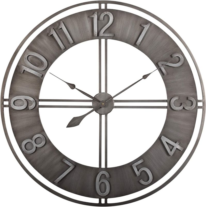 Photo 1 of  30 Inches Metal Wall Clock, 30" (Brushed Steel) 
