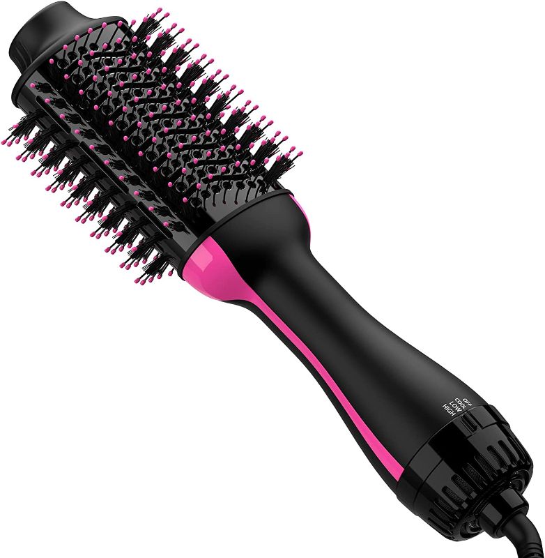 Photo 1 of Hair Dryer Brush Blow Dryer Brush in One Upgraded 4 in 1 Hair Dryer and Styler Volumizer with Negative Ion Anti-frizz Ceramic Titanium Barrel Hot Air Brush Hair Straightener Brush 75MM Oval Shape
