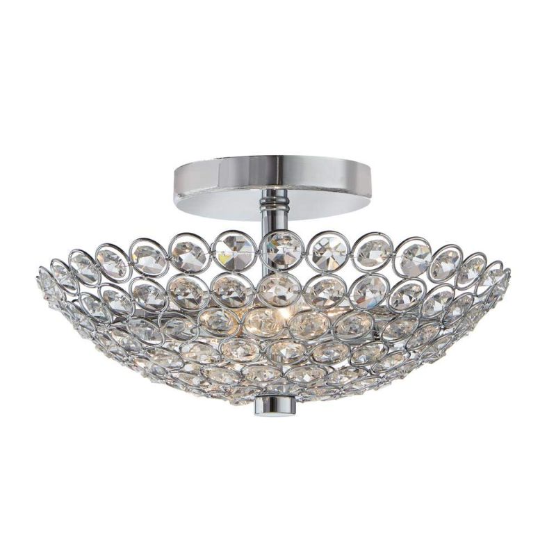 Photo 1 of Home Decorators Barclay 2-Light Chrome and Crystal Flush Mount