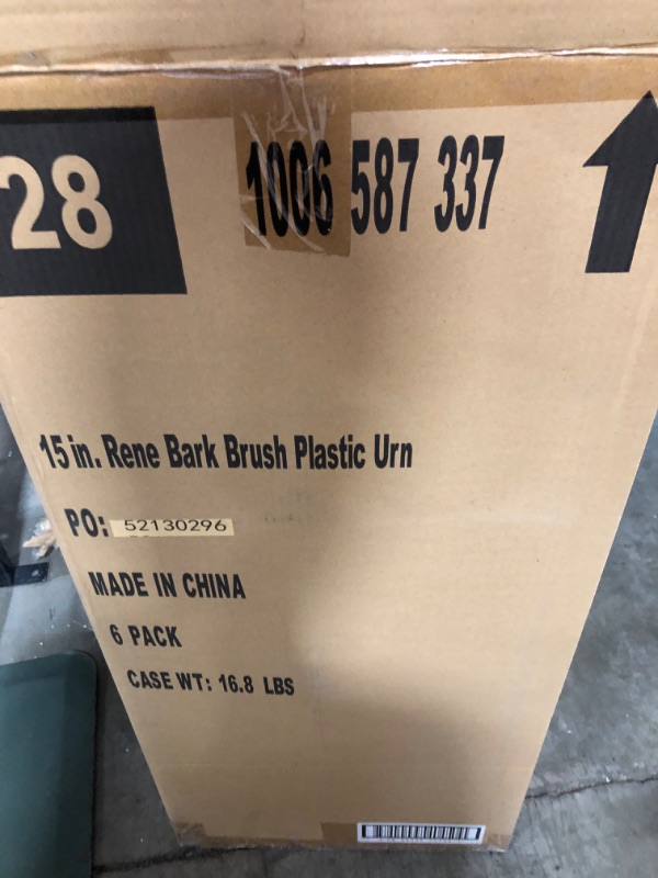 Photo 6 of 15 in. Rene Bark Brush Plastic Urn 6PACK 
 