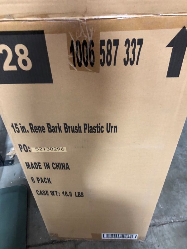 Photo 2 of 15 in. Rene Bark Brush Plastic Urn 6PACK 
