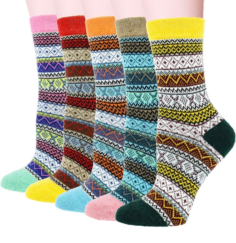 Photo 1 of YZKKE 5Pack Womens Vintage Winter Soft Warm Thick Cold Knit Wool Crew Socks