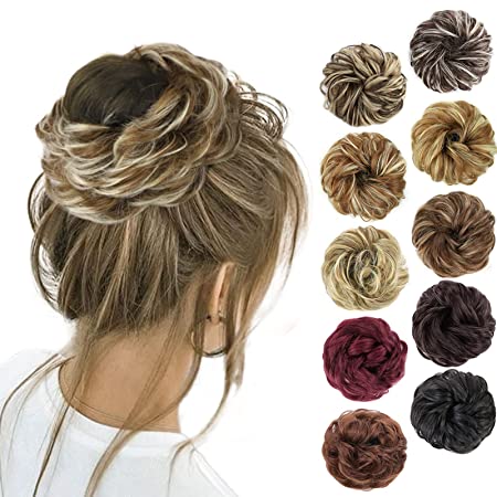 Photo 1 of 1PCS Messy Hair Bun Hair Scrunchies Extension Messy Synthetic Chignon for Women Updo Hairpiece (lightest blonde)
