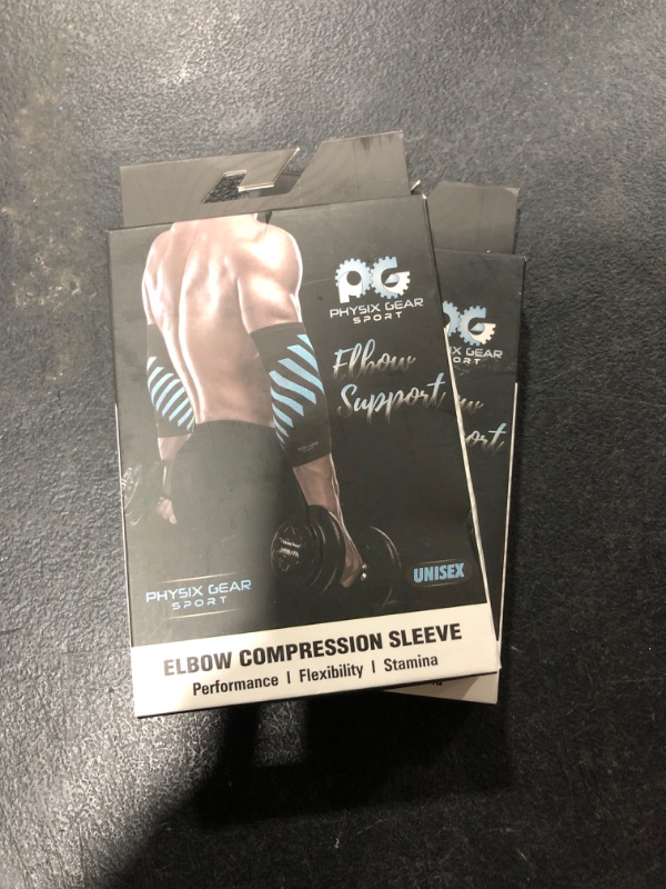 Photo 2 of 2 pack Elbow Compression Sleeve for Men & Women - Elbow Brace for Tendonitis and Tennis Elbow Relief, Golf Elbow, Joint Pains, Bowling, Weightlifting in Premium Breathable Fabric (1 Piece BLUE Medium) Blue/Black (SINGLE) M| 9.8"-11.2" Circumference