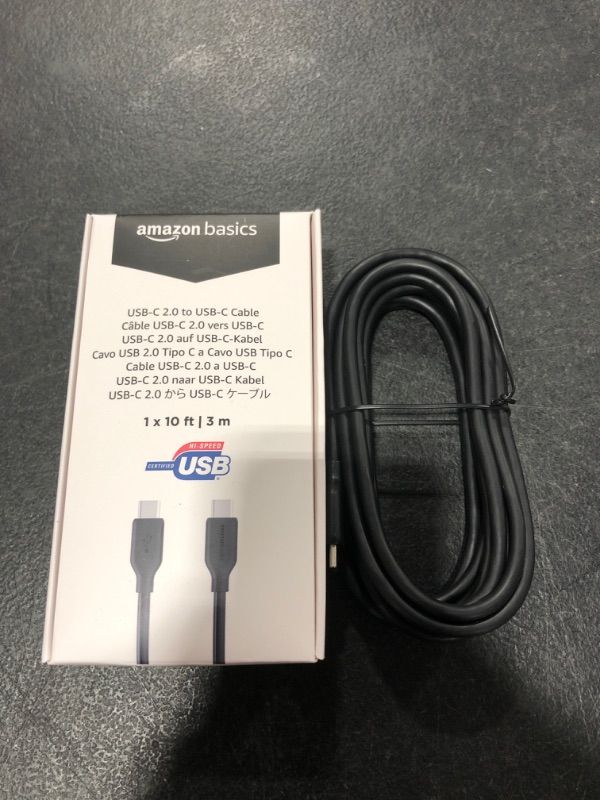 Photo 2 of Amazon Basics Fast Charging USB-C to USB-C2.0 Cable (USB-IF Certified), 60W - 10-Foot, Black