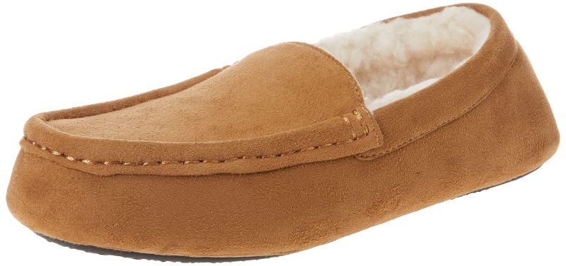 Photo 1 of Amazon Essentials Women's Moccasin Slipper Faux Leather, Chestnut Brown, (Size 7)