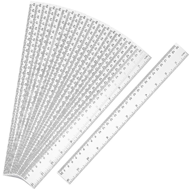 Photo 1 of 20 Pack Clear Plastic Ruler 12 Inch Straight Ruler Flexible Ruler with Inches and Metric for School Classroom, Home, or Office (Clear)
