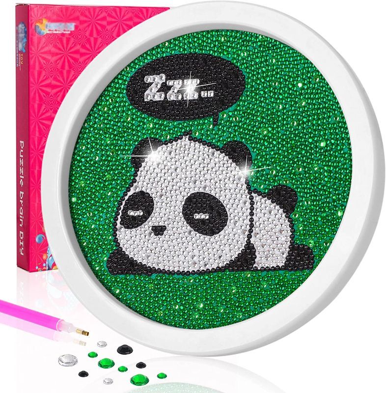 Photo 1 of 3D Diamond Painting Kits for Kids, Diamond Arts and Crafts Sets for Boys & Girls with Round Frame DIY Mosaic Gem Stickers, Home Wall Decoration Gift?7.9 inch Panda)
