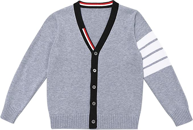 Photo 1 of Boys Cardigan Sweater Button Down V-Neck Soft Knitted Coat Kids School Uniform Outwear 5-14 Years
