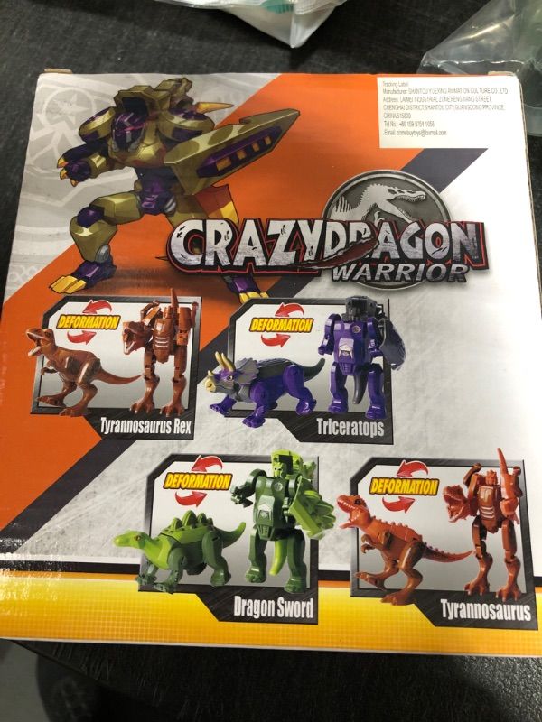 Photo 1 of 4 Pack Transforming Robots Dinosaurs Toys Crazy Dragon Warrior 6+ Years
