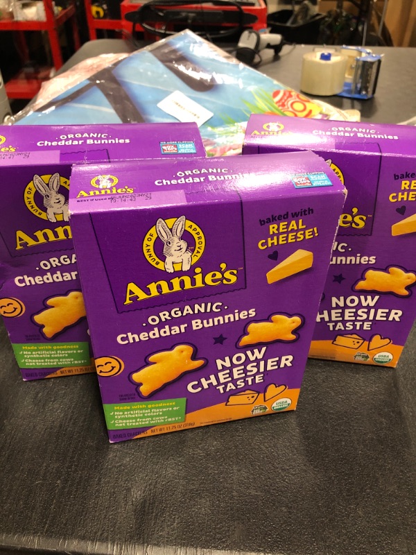 Photo 2 of 3 paack Annie's Organic Cheddar Bunnies Baked Snack Crackers, 11.25 oz Cheddar 11.25 Ounce (Pack of 1)