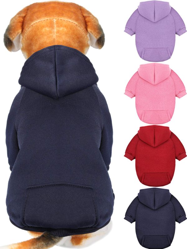 Photo 1 of 4 Pieces Dog Hoodie Dog Sweaters with Hat, Cold Weather Cotton Dog Hoodies with Pocket Hooded Clothes Apparel Costume Puppy Cat Winter Hoodies Warm Coat Sweater for Small Dogs Cats Puppy Animal (S)