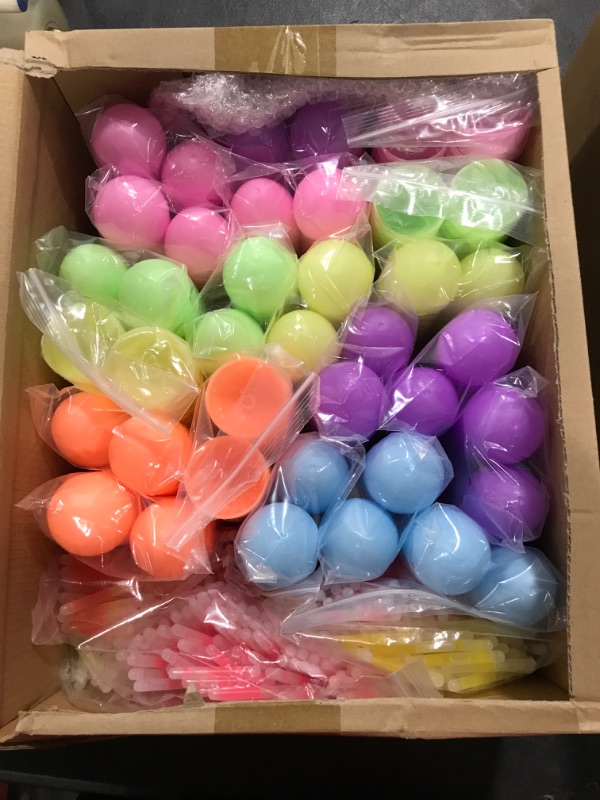 Photo 2 of 200 Pcs Easter Eggs Glow in The Dark with 600 Pcs Mini Glow Sticks Bulk, Plastic Easter Eggs for Kids Glow Egg Fillable Easter Basket Stuffers Gift for Easter Egg Hunt Game Classroom Prizes 