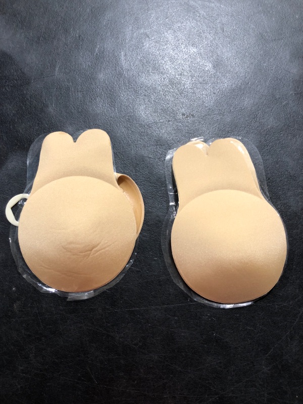 Photo 2 of 2 Pairs Sticky Bra Adhesive Invisible Bra, Strapless Backless Reusable Push Up Large Breast Lift Nipple Covers for Women.L