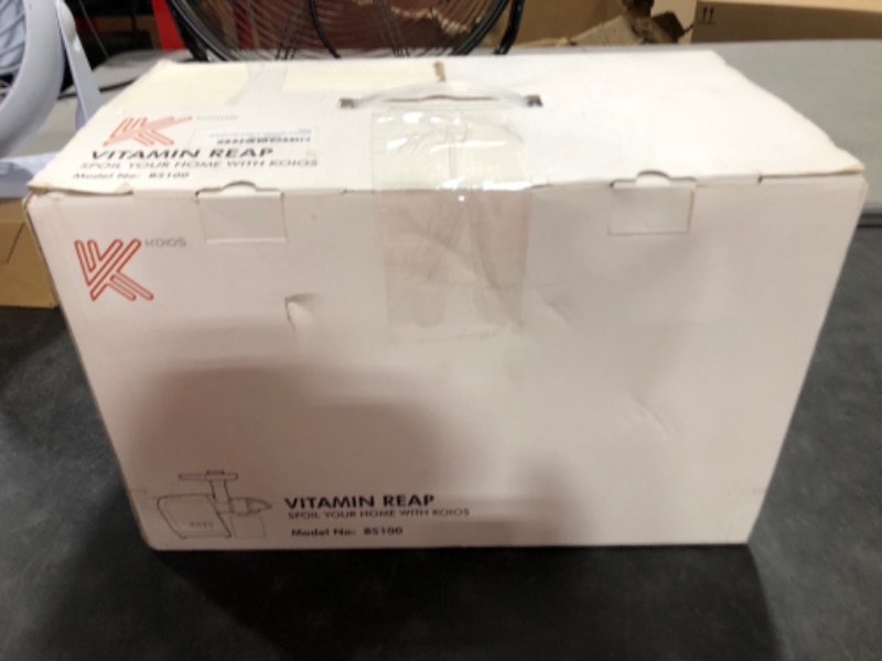 Photo 1 of KOIOS Juicer, Slow Masticating Juicer Extractor with Reverse Function, Cold Press Juicer Machine with Quiet Motor, Juice Jug and Brush for High Nutrie (White-Black) Black & White