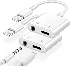 Photo 1 of iPhone 3.5 mm Headphone Jack Adapter, 2 Pack MFi Certified Lightning to AUX Audio Splitter Dongle Adapter Compatible for iPhone 11/XS/XR/X 8 7/iPad/iPod 