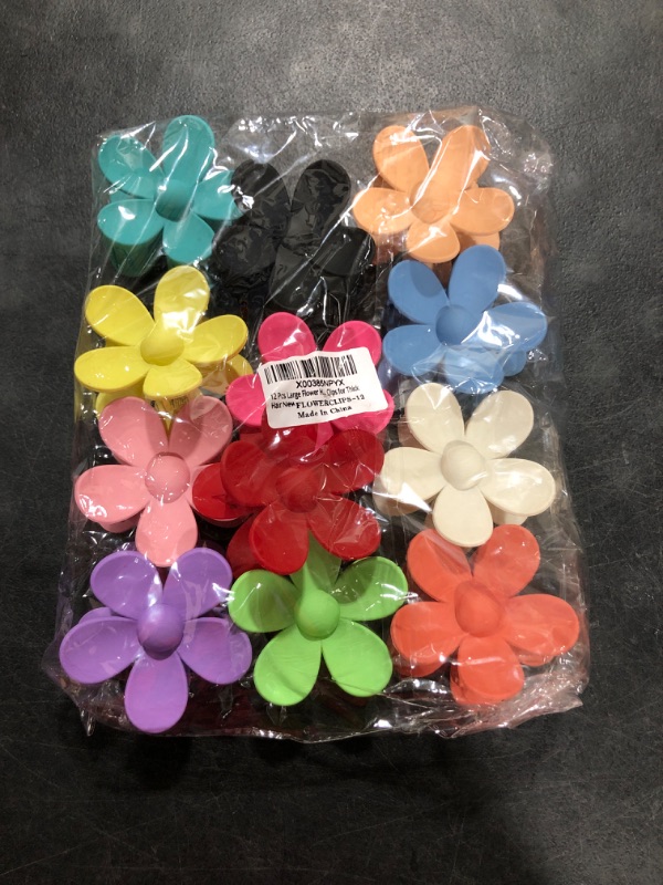 Photo 1 of 12 Pack Hair Claw Clips, Large Flower Hair Clips for Women Thick and Thin Hair, Anti-Slip Firm Matte Flower Claw Clips, Hair Accessories for Women Girls