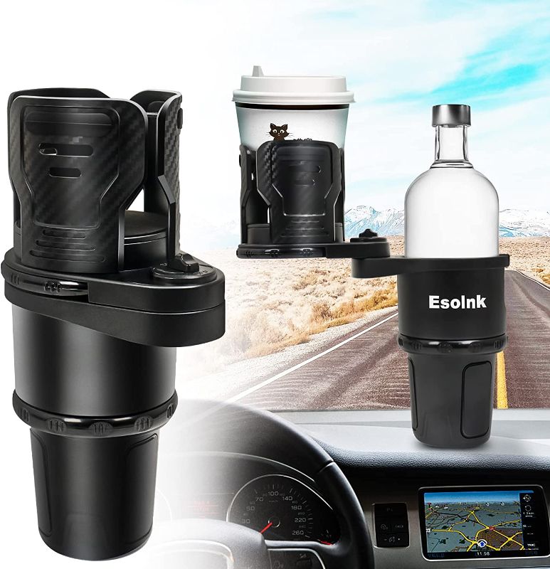 Photo 1 of 3 Pack - Esolnk Cup Holder Expander for Car,All Purpose Dual Car Cup Holder and Organizer with Lengthened Adjustable Base,2 in 1 Multifunctional Extra Cup Holder Adapter for Most Car 