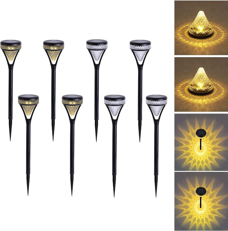 Photo 1 of DIKAIDA Outdoor Solar Pathway Lights 8 Pack,IP65 Waterproof Warm Color LED Solar Light, Solar Garden Light for Landscape Lawn Yard, Solar Sidewalk Decorative Light, Bright Up to 13 Hrs 