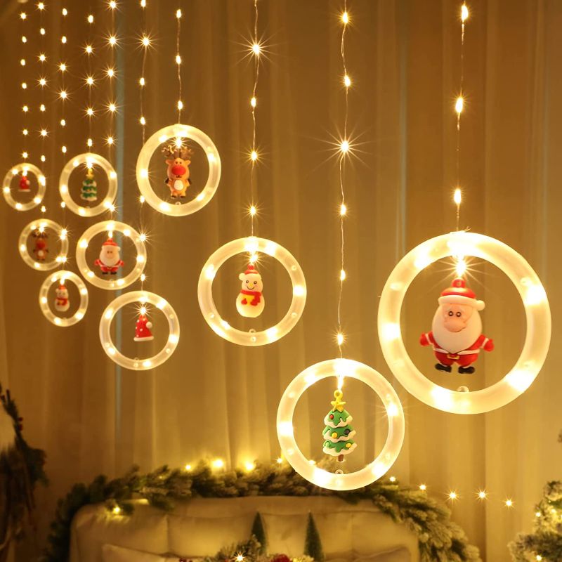 Photo 1 of Christmas String Lights Set, 120 LED 10Pcs Santa Lights, Waterproof Twinkle Light, USB Powered Christmas Hanging Ornaments for Indoor Outdoor, Xmas Tree Patio Bedroom Decor, Warm White