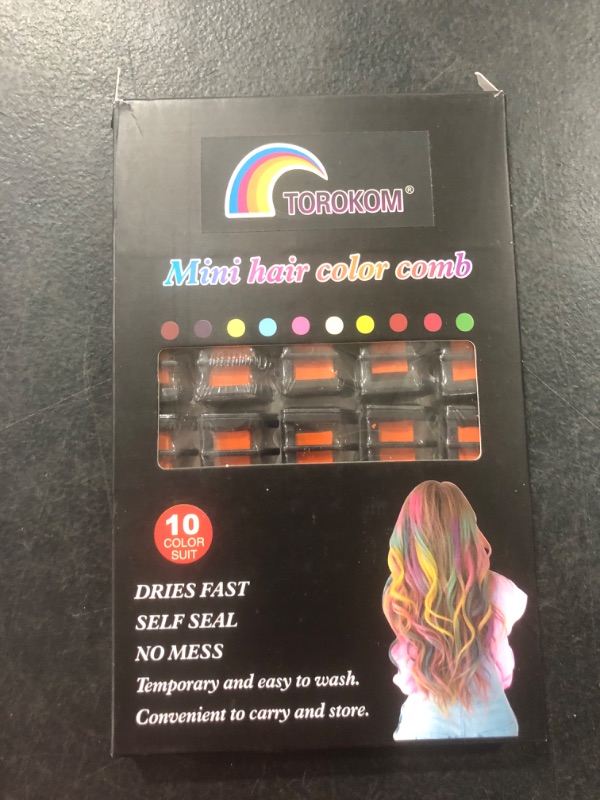Photo 2 of 10 PCS Hair Chalk Comb, TOROKOM Temporary Bright Washable Hair Color Comb Mini Hair Chalk for Girls Age 4 5 6 7 8 10 Kids Non Toxic Hair Color Dye for Valentine Day Halloween Christmas DIY Hair Color(Orange)