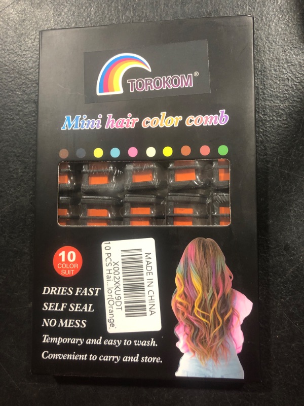 Photo 2 of 10 PCS Hair Chalk Comb, TOROKOM Temporary Bright Washable Hair Color Comb Mini Hair Chalk for Girls Age 4 5 6 7 8 10 Kids Non Toxic Hair Color Dye for Valentine Day Halloween Christmas DIY Hair Color(Orange)