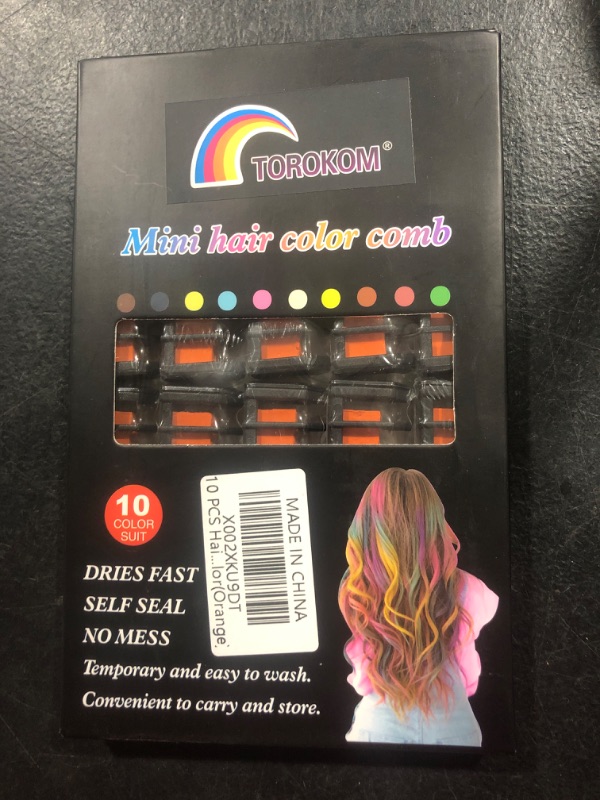 Photo 1 of 10 PCS Hair Chalk Comb, TOROKOM Temporary Bright Washable Hair Color Comb Mini Hair Chalk for Girls Age 4 5 6 7 8 10 Kids Non Toxic Hair Color Dye for Valentine Day Halloween Christmas DIY Hair Color(Orange)
