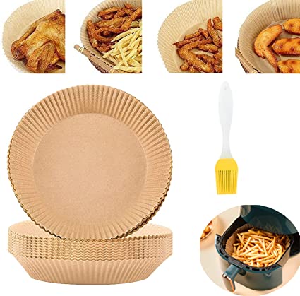 Photo 1 of 100PCS Air Fryer Parchment Paper Liners Non-Stick Disposable Air Fryer Liners Basket Unperforated Round Parchment Paper Air Fryer Liners for All Air Fryer Baking Roasting Microwave (6.3inches) 