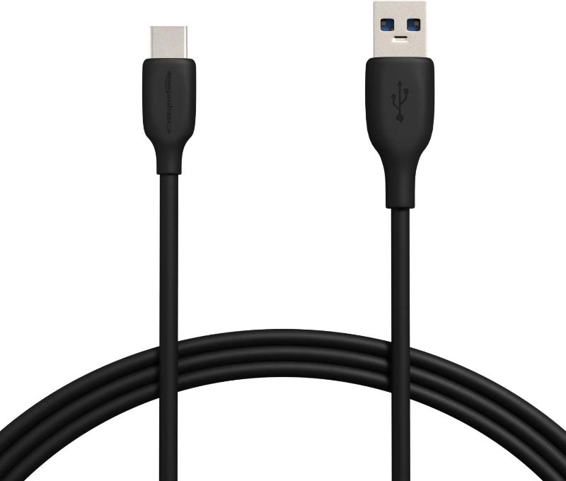 Photo 1 of Amazon Basics Fast Charging 3A USB-C3.1 Gen1 to USB-A Cable - 6-Foot, Black (2-Pack)
