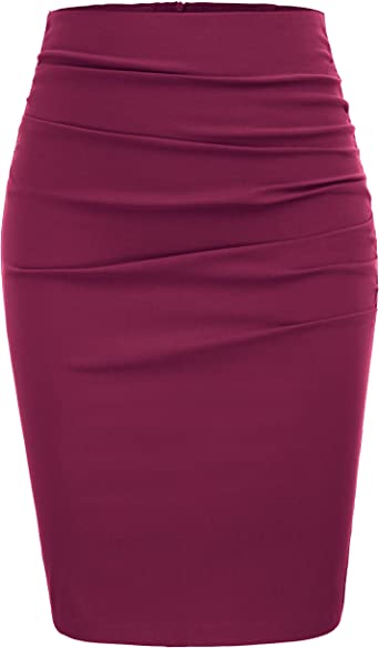 Photo 1 of GRACE KARIN Womens Elegant Ruched Knee Length Slim Fit Scallop Hem Business Skirt 2XL