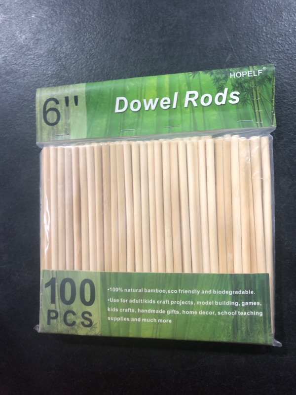 Photo 2 of 100PCS Dowel Rods Wood Sticks Wooden Dowel Rods - 1/4 x 6 Inch Unfinished Bamboo Sticks - for Crafts and DIYers 1/4" x 6" 100