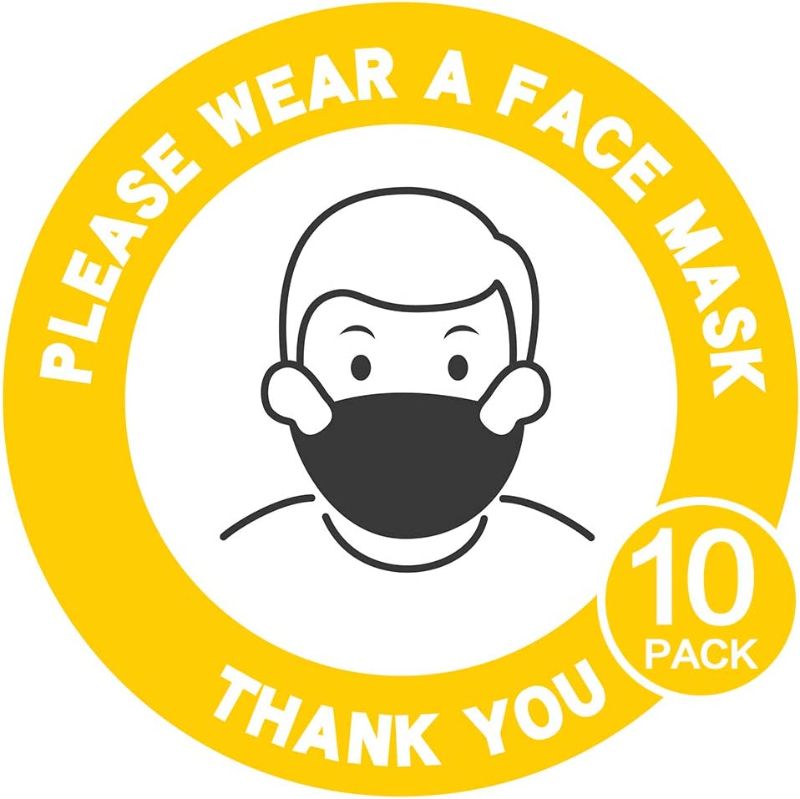 Photo 1 of 10 Pack 8 Inch Face Mask Required Sign Sticker | "Please Wear A Face Mask" Entry Reminder Label | Public Safety Decal | Weatherproof Face Cover Required Marker for Wall Door Glass Signage

