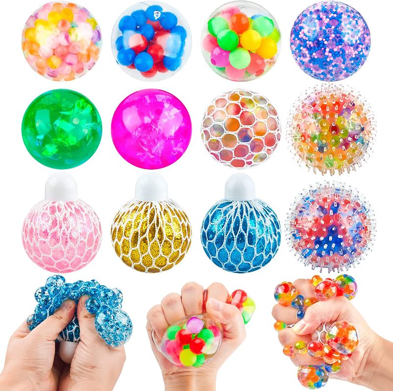 Photo 1 of 12 Pack Stress Balls for Kids Adults, Sensory Squishy Squeeze Balls Sticky Anxiety Relief Fidget Toys for Autism ADHD
