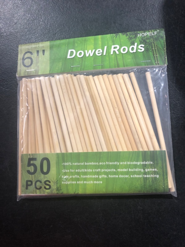 Photo 2 of 50PCS Dowel Rods Wood Sticks Wooden Dowel Rods - 1/4 x 6 Inch Unfinished Bamboo Sticks - for Crafts and DIYers 1/4" x 6" 50