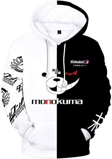 Photo 1 of Black&White Bear Hoodie Anime Monokuma Sweatshirt Cosplay Costume Zipper Unisex Jacket Uniform(B,S)