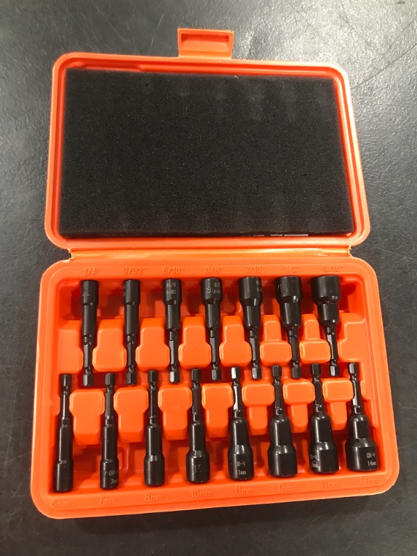 Photo 2 of HORUSDY 15-Piece Magnetic Hex Nut Driver Set, 1/4" Hex Shank, Metric and SAE, Cr-V Steel