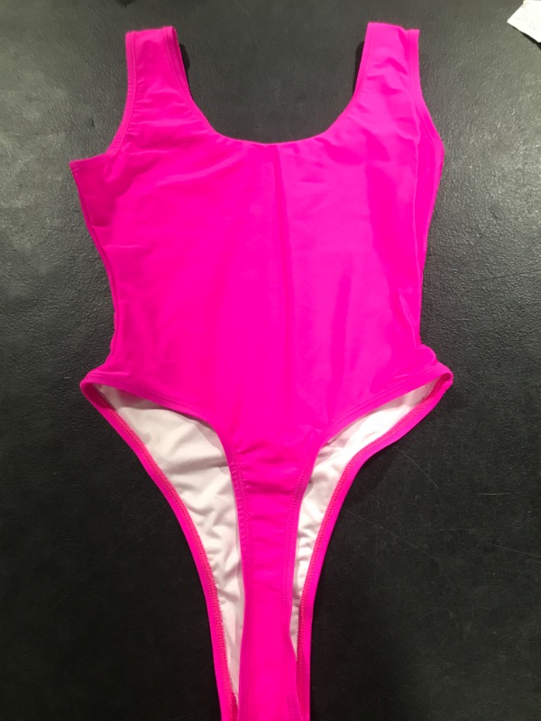 Photo 2 of Annbon 80s Thong Leotard High Cut One Piece Swimsuits for Women Hpink Medium