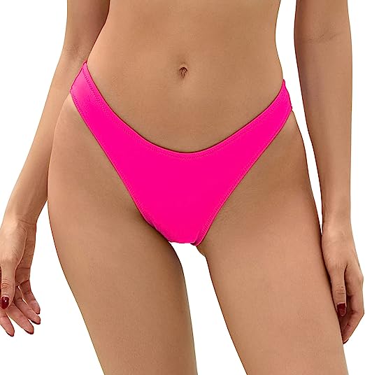 Photo 1 of Bellecarrie Women's Cheeky Brazilian Bikini Bottoms Low Rise High Cut Swim Bottom X-Small Pink