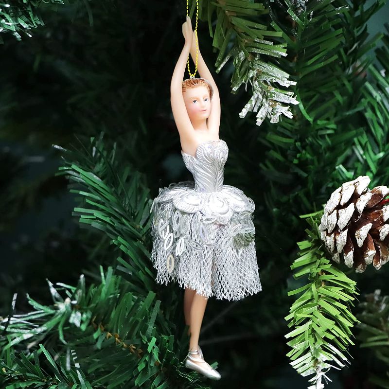Photo 1 of ABXMAS Nutcracker Ornaments,Resin Ballerina Decoration?Great Gift for a Sugar Plum Fairy Ballerina (Silver) 