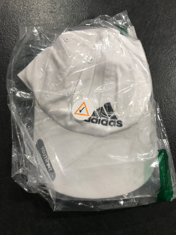 Photo 2 of adidas Kids-Boy's/Girl's Ultimate Washed Cotton Relaxed Adjustable Fit Cap One Size White/Black