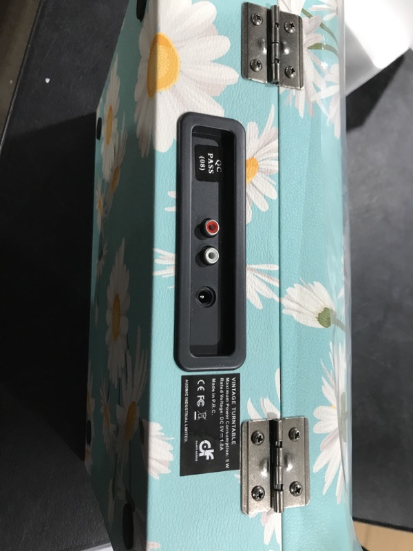 Photo 4 of Vinyl Record Player Bluetooth with Built-in Speakers, Vintage Portable Turntable 3 Speed with USB Recording Headphone/RCA/AUX Jack Floral Suitcase Record Player Blue Floral
