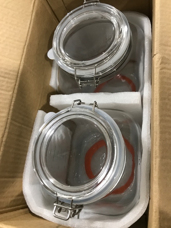 Photo 2 of 2 Pack Square Super Wide Mouth Airtight Glass Storage Jars with Lids, 1.1 Gallon Glass Jars with 2 Measurement Marks, Canning Jars with Leak-proof Lid for Kitchen(Extra Label, Pen and Gasket)