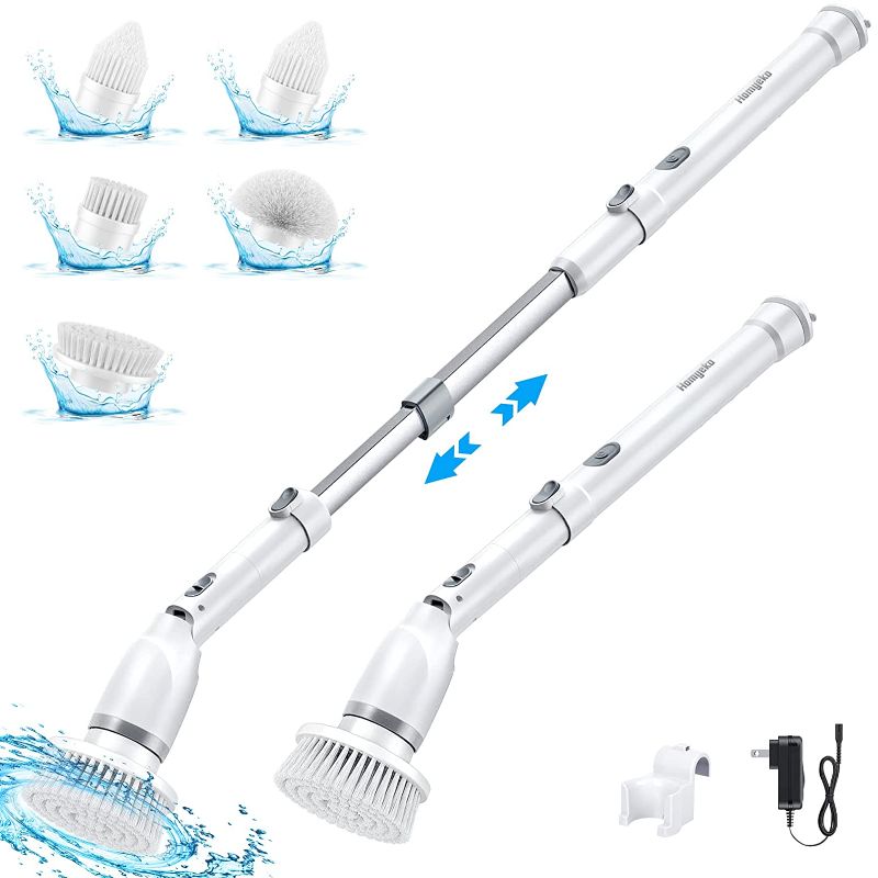 Photo 1 of Homyeko Electric Spin Scrubber, Cordless Cleaning Brush with Long Handle for Bathroom, Power Scrubber Brush for Tub, Floor, Car Wheel, Tile Cleaning, 5 Replaceable Brush Heads…
