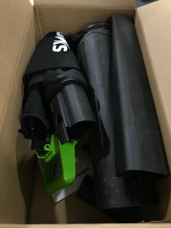 Photo 1 of Greenworks 40V 185 MPH Variable Speed Cordless Leaf Blower/Vacuum, 4.0Ah Battery and Charger Included 24322 & 40V 2.0 AH Lithium Ion Battery 29462